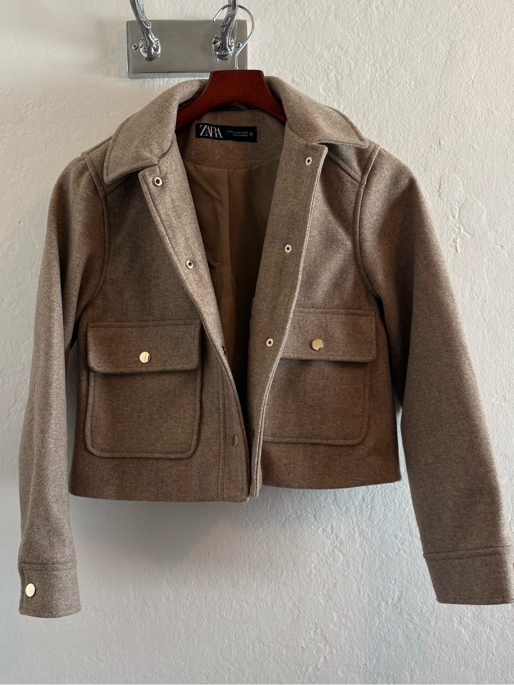Zara Light Brown Cropped jacket - Picture 4 of 5